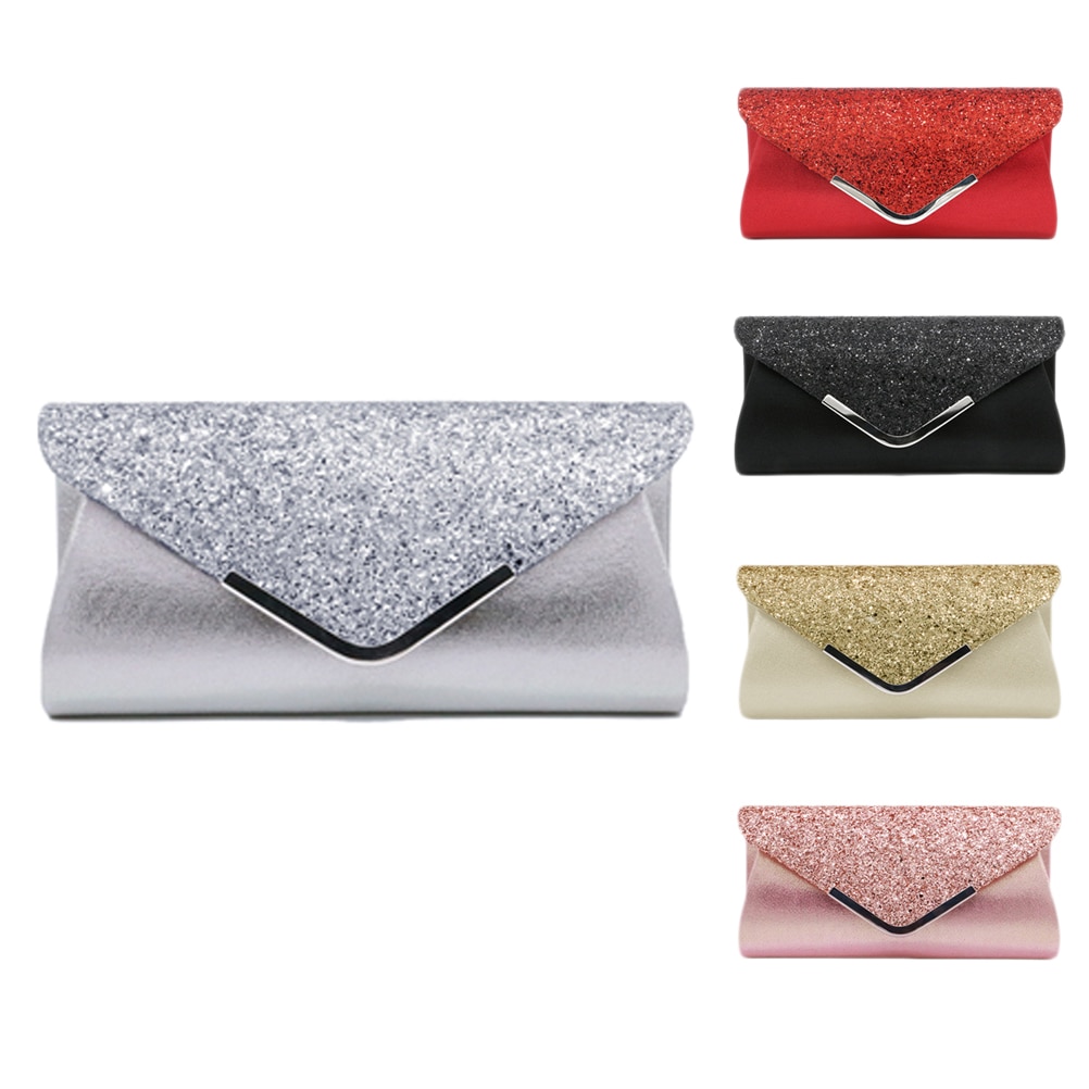 Women Evening Clutch Bag Female Crystal Day Clutch Wedding Purse Party Banquet Black Gold Silver Clutches Bag Sequin Shoulder P