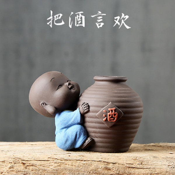 Te kæledyr lille munk vand kultur vase ornament fine te tilbehør mini blomst te ceremoni: 4