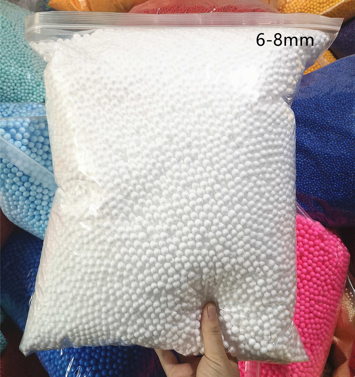 250g Weiß Schaum Bälle Tasche Füllstoff Bett Schlaf Kissen Bohne Taschen Stuhl Sofa Betten Füllstoff Styropor Ball 2-3,5mm/4-6mm/6-8mm
