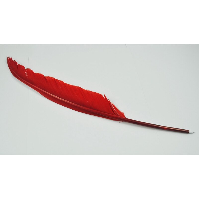 Retro Style Black Ink Red Feather Quill Ballpoint Pen Office School Writing Supplies