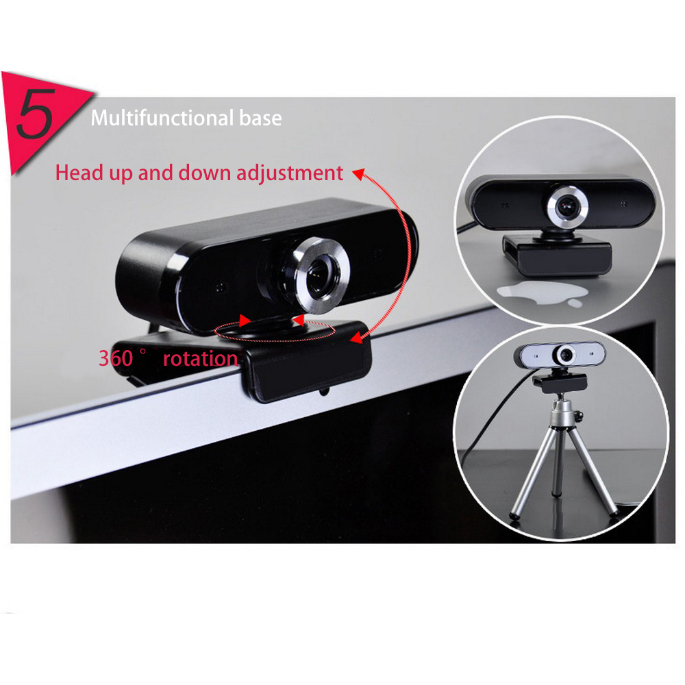 Draaien 360 Graden Webcam, hd Webcam En Ingebouwde Hd Ruisonderdrukking Microfoon Usb Plug N Play Webcam, Breedbeeld Video