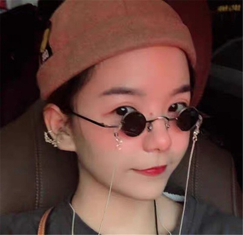 Retro Mini Zonnebril Ronde Mannen Metalen Frame Goud Zwart Rood Kleine Ronde Omlijst Zonnebril Voor Vrouwen Driver Bril