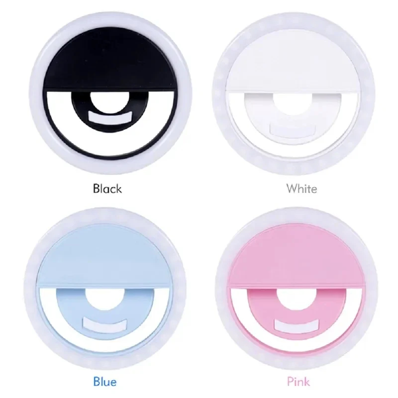Usb Oplaadbare Led Selfie Ring Licht Mobiele Telefoon Lens Led Ring Licht Draagbare Mobiele Telefoon Lichtgevende Ring Clip Video Live Lamp