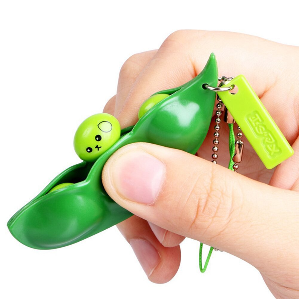 Groene Sojaboon Vorm Stress Decompressie Kid Volwassen Speelgoed Sleutelhanger Hanger