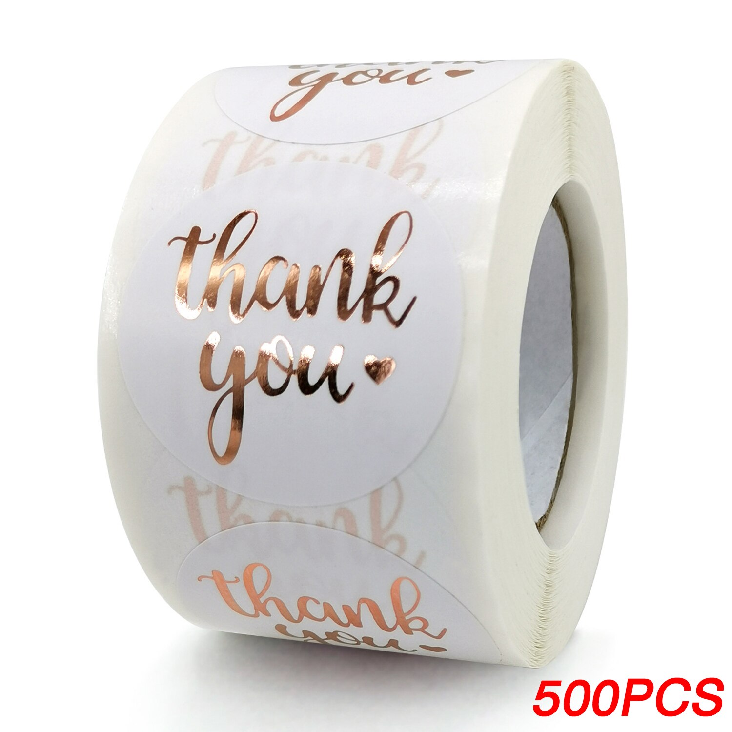 100-500 Uds. Pegatinas 'Gracias' de lámina de oro rosa para pequeñas empresas, sello de , etiquetas de , decoración de sobres: Amarillo claro