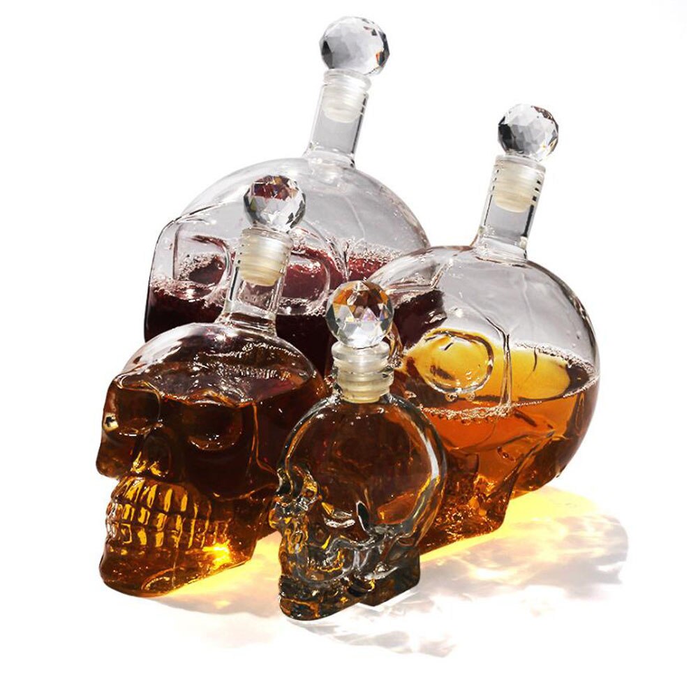 125/350/550/1000ml skull whisky lasi flagon vodka pullo borosilikaattilasipullo viinipullo tulpalla kallo juominen