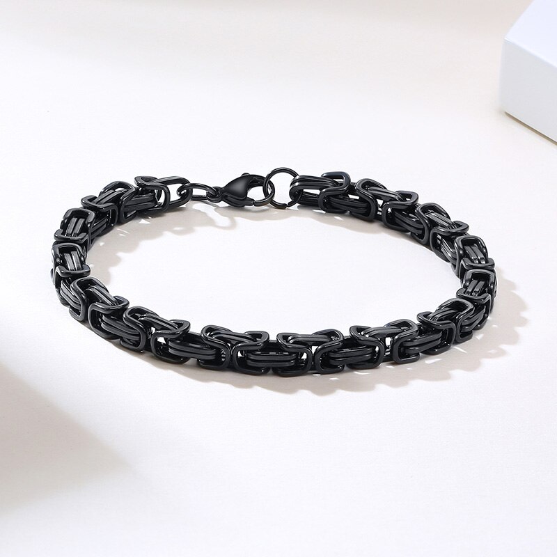 Men's Stainless Steel Bracelets Men's Flat Byzantine Link Chain Bracelet - Heavy Chunky Stainless Steel, 8.7 Inch, Lobster Clasp, Silver Gift For Men Birthday - Foto 2