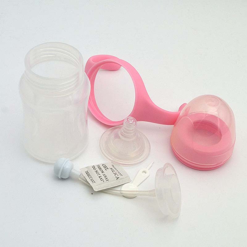 210ml Cute Baby Bottle Infant Newborn Children Learn Feeding Drinking Handle Bottle Kids Straw Juice Water Bottles Training Cup