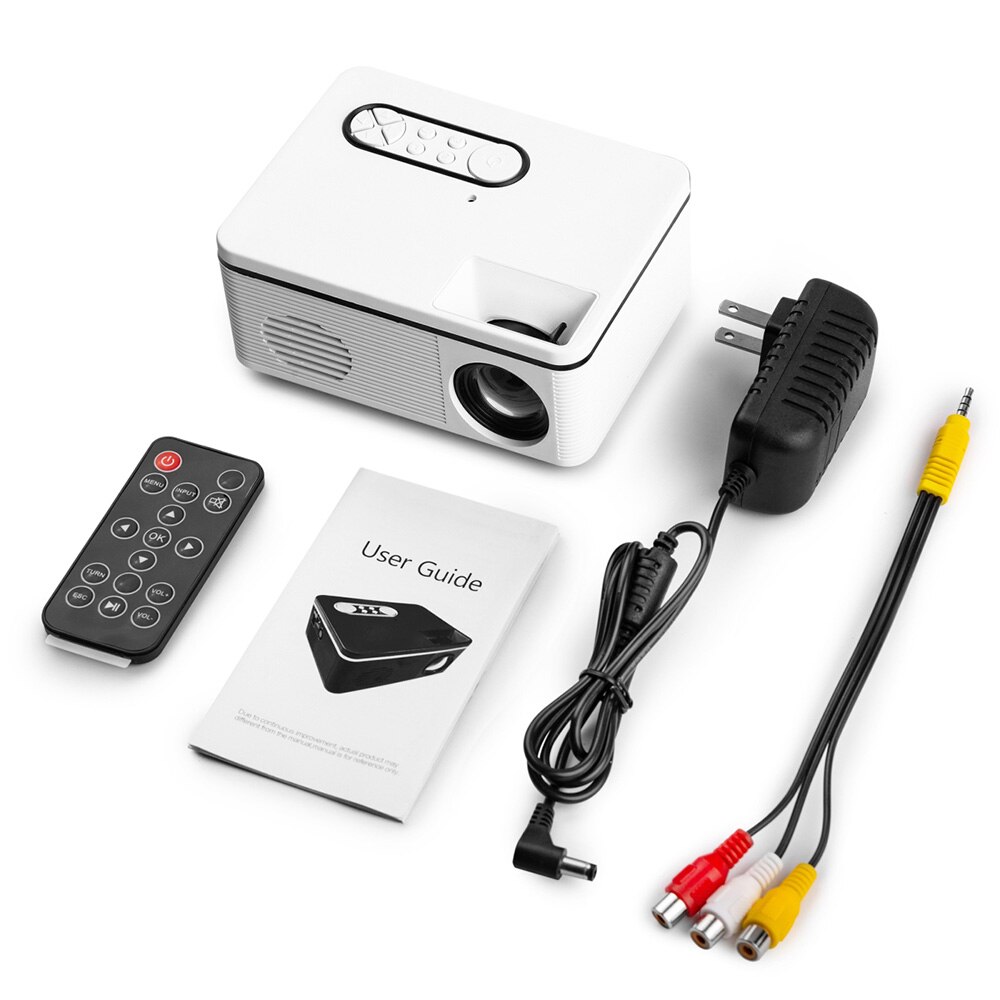 S361 Draagbare Mini Led Projector 320X240 Pixels 600 Lumen Projector Home Cinema Media Player Ingebouwde in Speaker: White