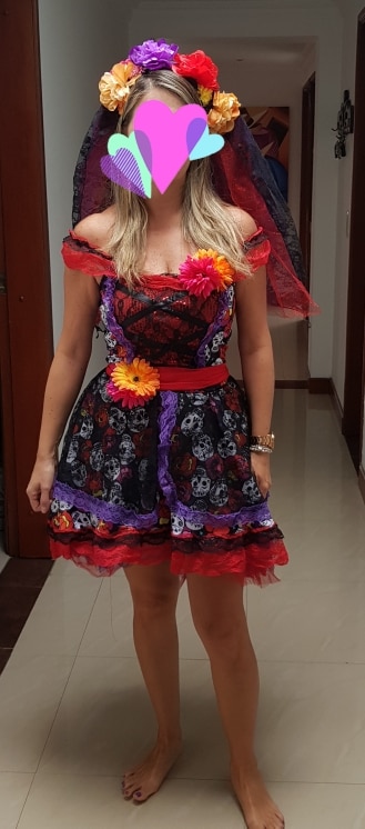 Adulte femmes sucre crâne Dia Costumes mexicain jour des morts maquillage fête fleur fée fantômes robe de mariée