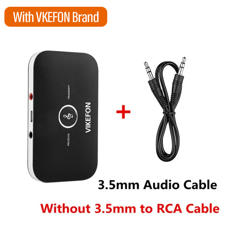 VIKEFON Bluetooth 5.0 Audio Transmitter Receiver RCA 3.5mm AUX Jack USB Dongle Music Wireless Adapter For Car PC TV Headphones: WHITE