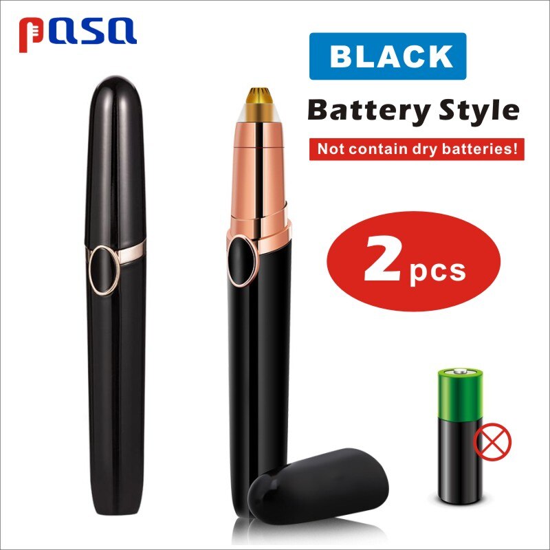 Electric Eyebrow Trimmer/Hair Remover /Mini Eyebrow Shaver Razor for: 2pcs Battery(Black)