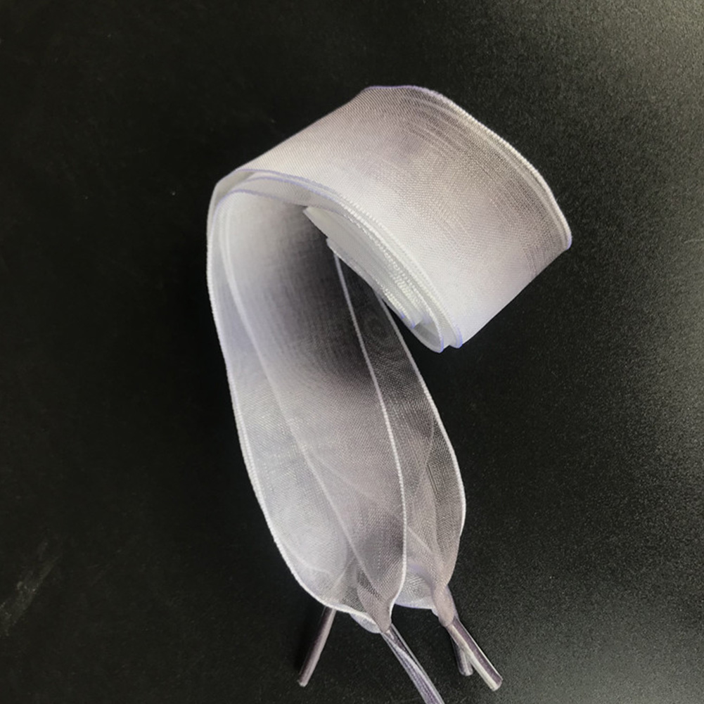 2.5Cm Verbreden Chiffon Organza Gradiënt Kleur Schoenveters 70/80/90/100 Cm Lengte Strik Sneaker Sport Schoenen Wit schoenen Veters: WHITE / 100cm