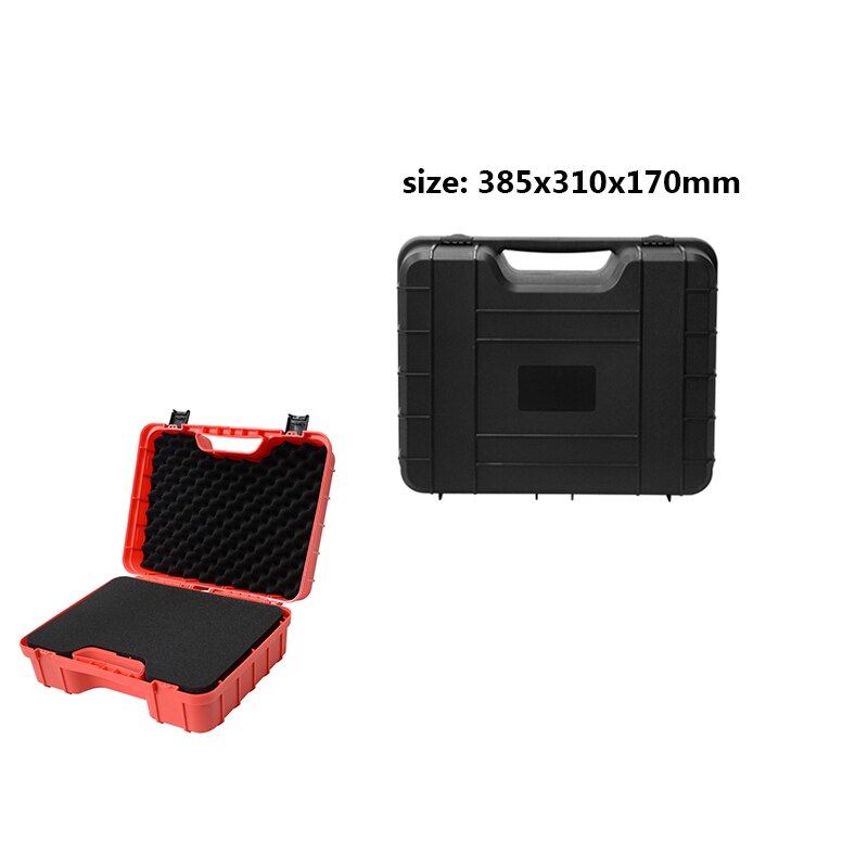 Sikkerhedsinstrument værktøjskasse abs plast værktøjskasse værktøjskasse slagfast slagkasse kuffert værktøjskasse udstyr kameraetui: Sort -385 x 310 x 170mm