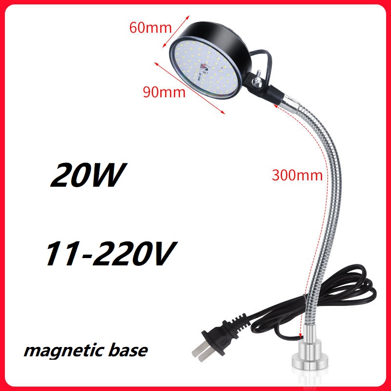 Máquina herramienta LED de 8/12/20W, lámpara de trabajo, Base magnética para taller, máquina de coser con cuello de cisne, torno, equipo CNC, iluminación de 110-220V: Amarillo claro / 10 W