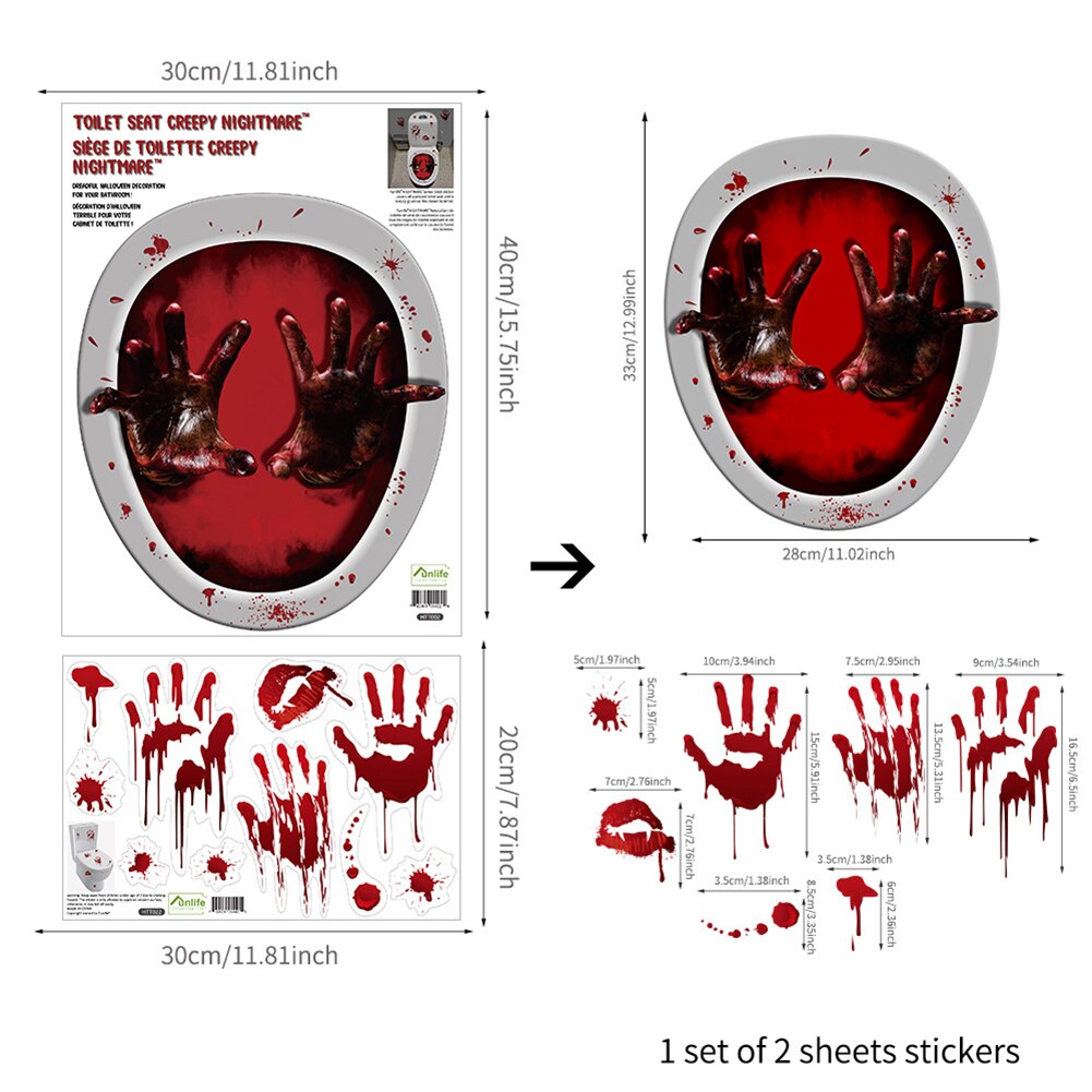 Waterproof Scary Footprints Halloween Series Toilet Stickers Wall Decoration Durable And Practical: HTT002