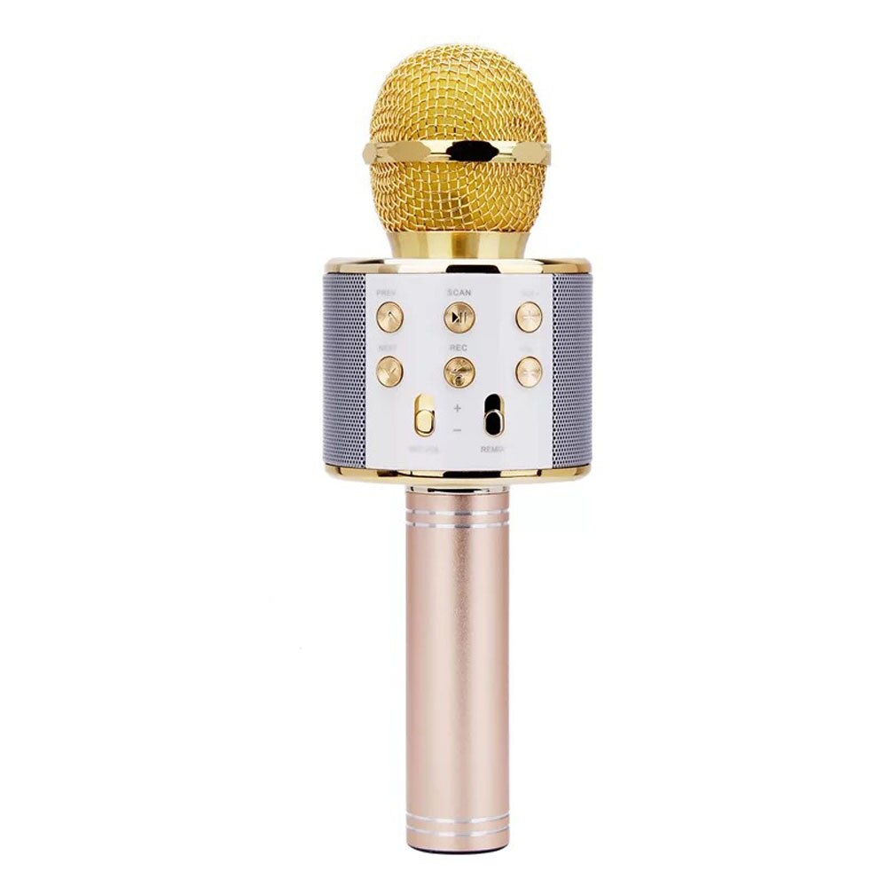 Bluetooth Karaoke Microphone Wireless Microphone Professiona Speaker Handheld Microfone Player Singing Recorder Mic: Microphone Gold