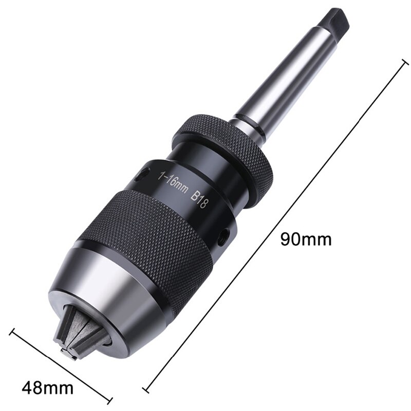 Arbor-Portabrocas de 1-16Mm, mandril de taladro autoapretado sin llave y árbol de MT2-B18, apto para casi todas las perforaciones y tornos con montaje MK2