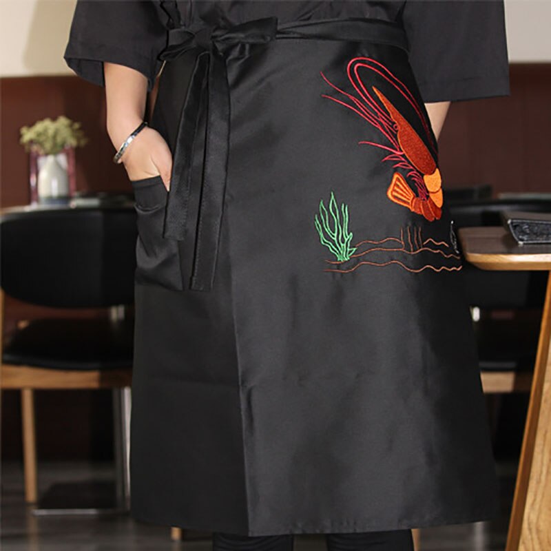 Kokken work&wear uniform madlavning bage forklæder grime broderi blomme blomst seafood hagesmæk køkken restaurant anti-olie forklæde: Farve 6