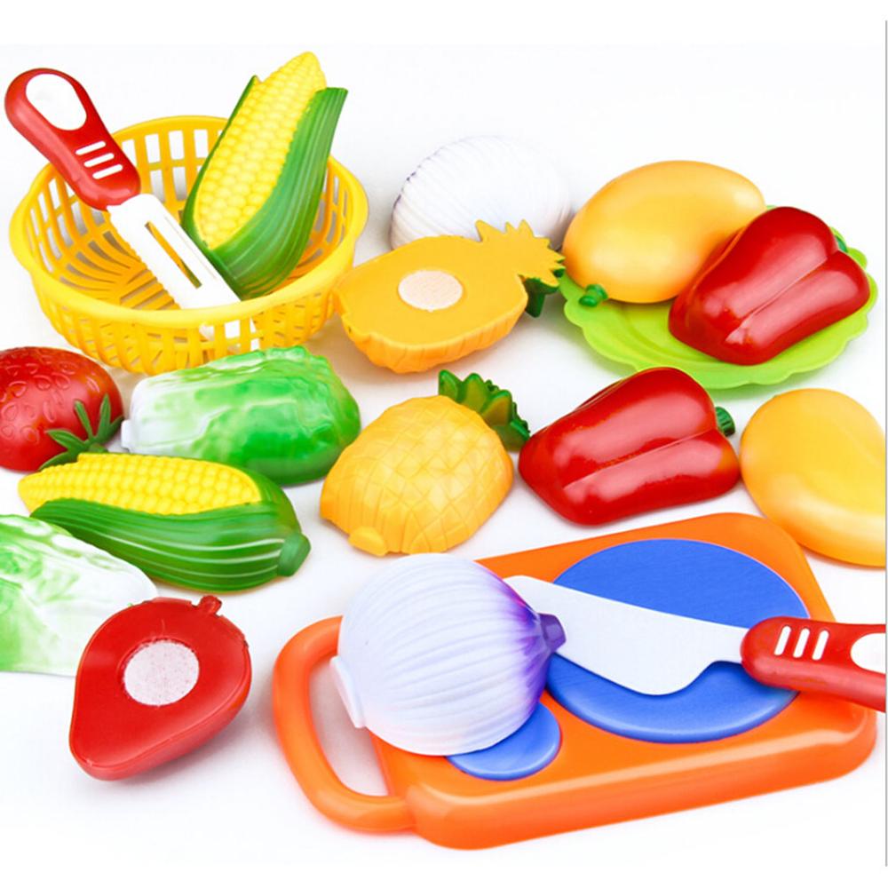 12pz Bambini Casa del Gioco Del Giocattolo di Frutta Tagliata di verzura di Plastica Da Cucina Del bambino Classici Giocattoli per Bambini Finta Giochi per Bambini Giocattoli Educativi: 12pezzi