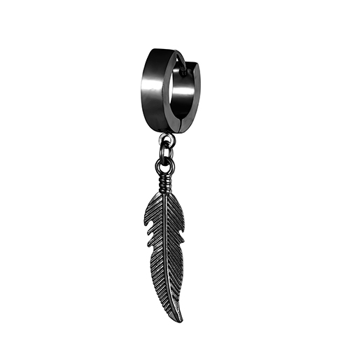 1 pieza Simple pluma colgante pendientes hombre mujer pendientes de acero inoxidable Unisex personalidad oreja joyería accesorio
