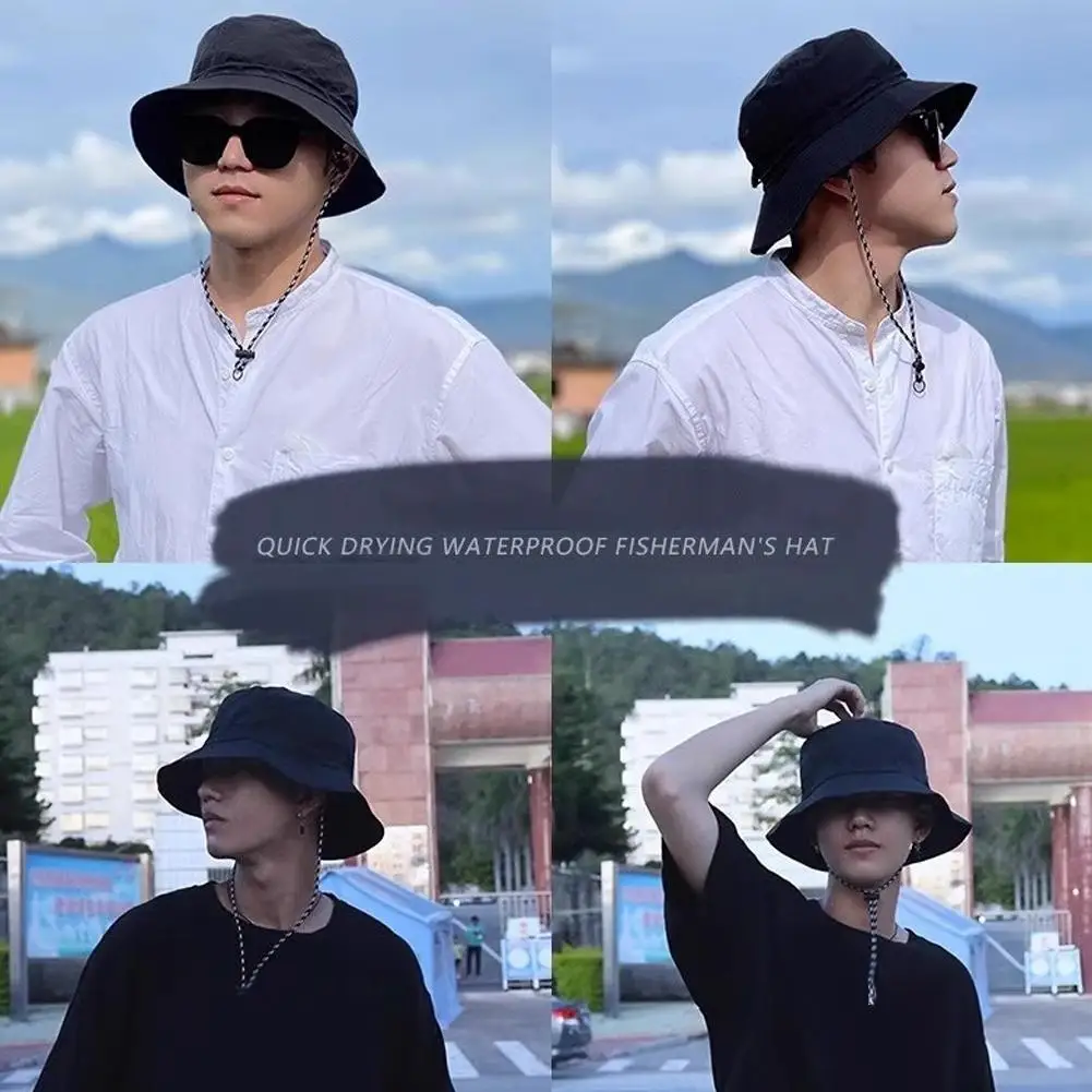 Herren Panama Eimer draussen Hütte Wasserdicht Fischer Hütte Frauen Sommer Sonne Anti-UV-Schutz Camping Wandern Bergsteigen Kappen