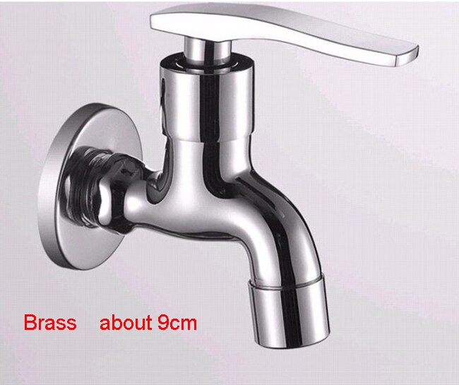 9cm Length Brass Washing Machine Water Tap Chrome Plated Wall cold water tap Laundry Faucet Bibcock: Yellow