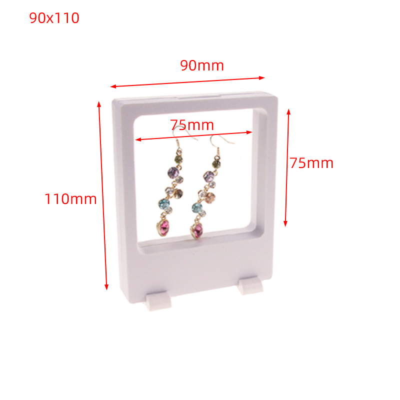 3d flutuante jóias expositor anel pingente titular proteger jóias pedra apresentação caso caixa com corrente titular para dentro: 90x110 White