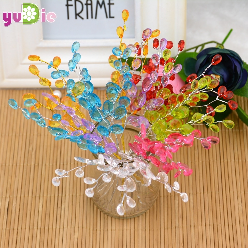 10 Uds gota de agua artificiales acrílico selecciones de flores Diamante de cristal flor ramas para decoración de de boda