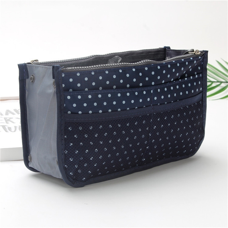Bolsa organizadora de nailon para mujer, bolso organizador de viaje con forro grande, bolsa de cosméticos para maquillaje, bolso de mano barato para mujer: Multicolor
