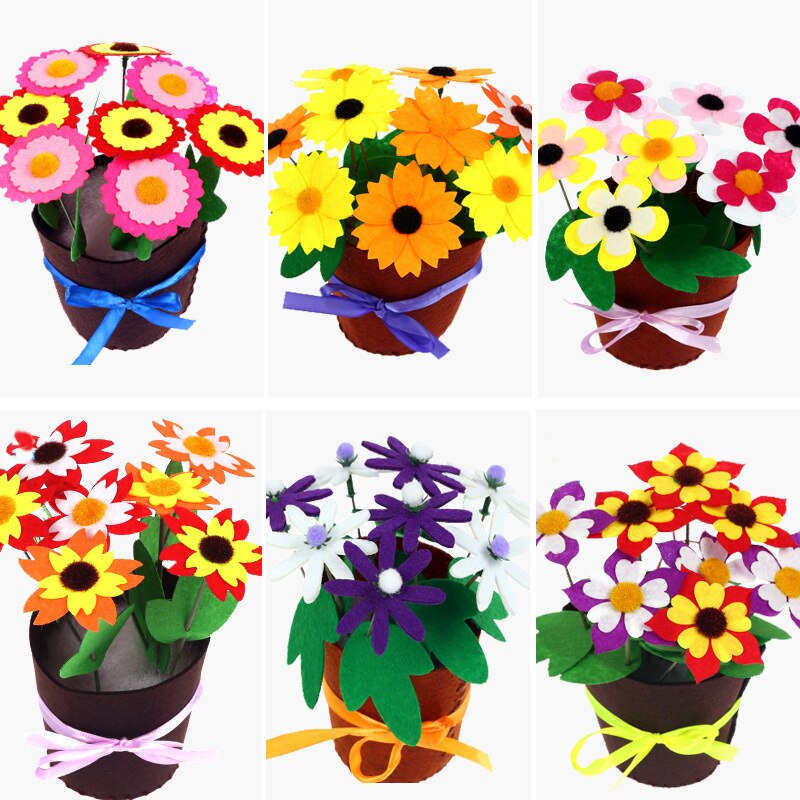 Handmade Diy Art Crafts Material Flower Pot Potted Plant Kids Creativity Handicraft Children Toy Kindergarten Learning Education