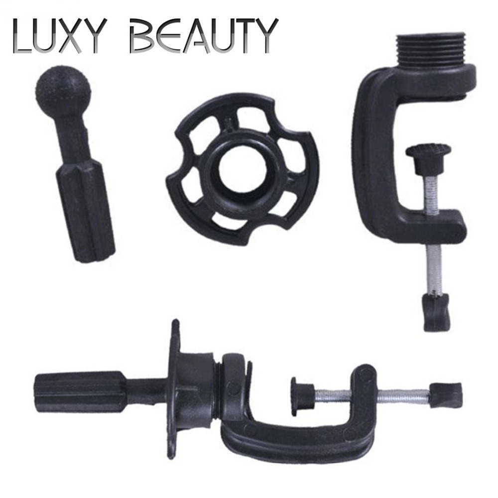 Soporte para pelucas de pelo , cabeza de Maniquí de entrenamiento, entrenamiento de peluca ajustable con aparatos de estilismo, soporte de utilidad negro