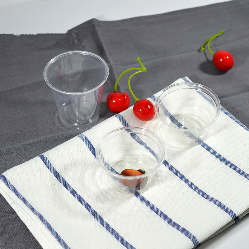 100pcs transparent taste cup 20ml 50ml 100ml 200ml PET small round pudding yogurt fruit salad plastic cup with lid