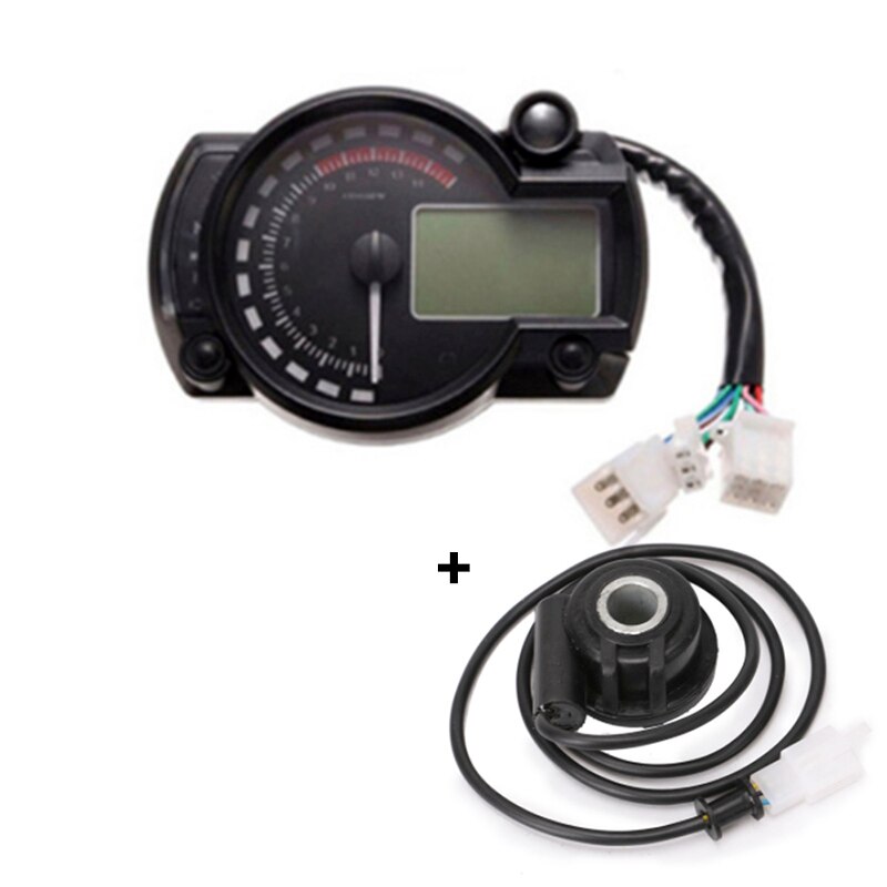 15000rpm Moderne Motorrad Digitale Licht LCD Digital Manometer Tachometer Tachometer Kilometerzähler Einstellbare Motorrad Tacho: mit Sensor-B