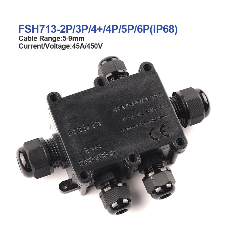 2/3/4/5/6 Way IP68 45A/450V Outdoor Waterproof Cable Connector Junction Box With Terminal Block For Wire Accessories