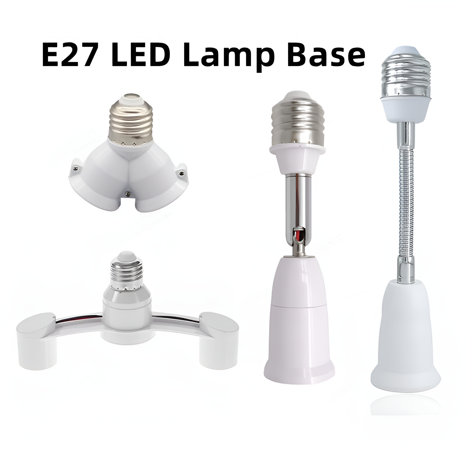 E27 Splitter 2 In 1 heads Adjustable AC85-265v 27 To E27 Base LED Bulb Adapter Converter Lamp Holder Socket Splitter