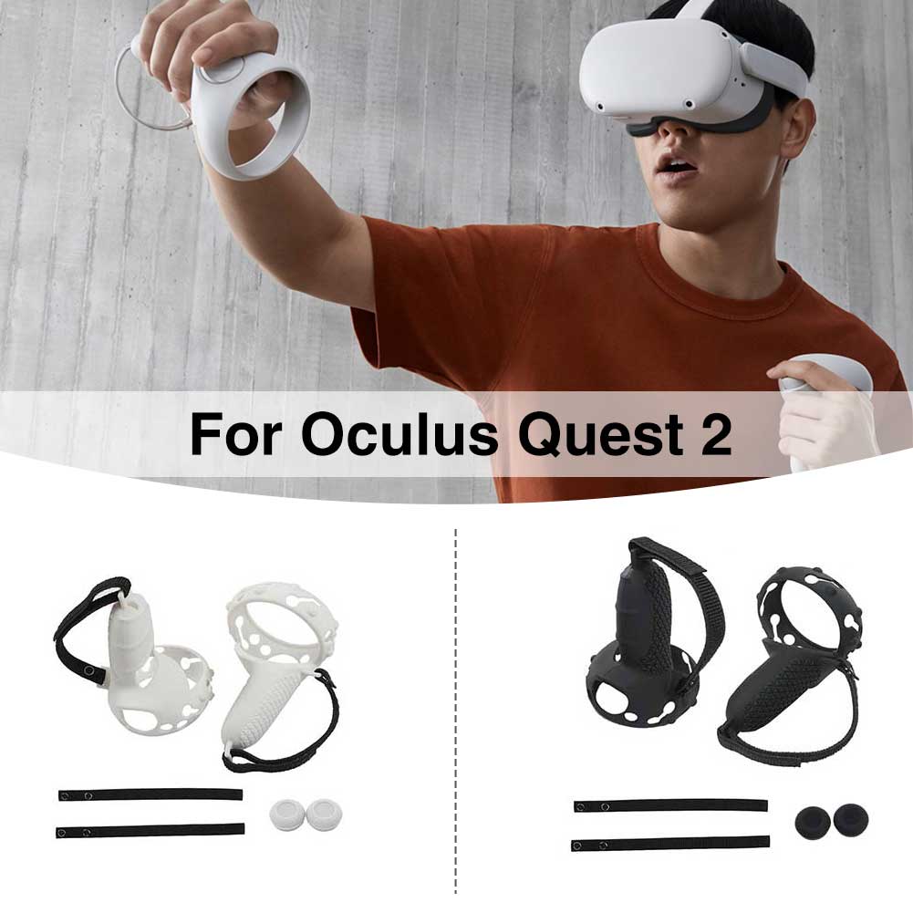1pair Controller Grip Cover Gaming Silicone VR Accessories With Knuckle Strap Handle Easy Install Protective For Oculus Quest 2