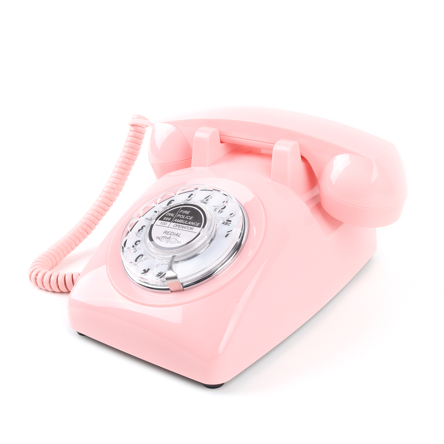 Telefony obrotowe retro telefon z 1980s, retro przewodowy telefon stacjonarny dla domu/biura różowy europejski stacjonarny