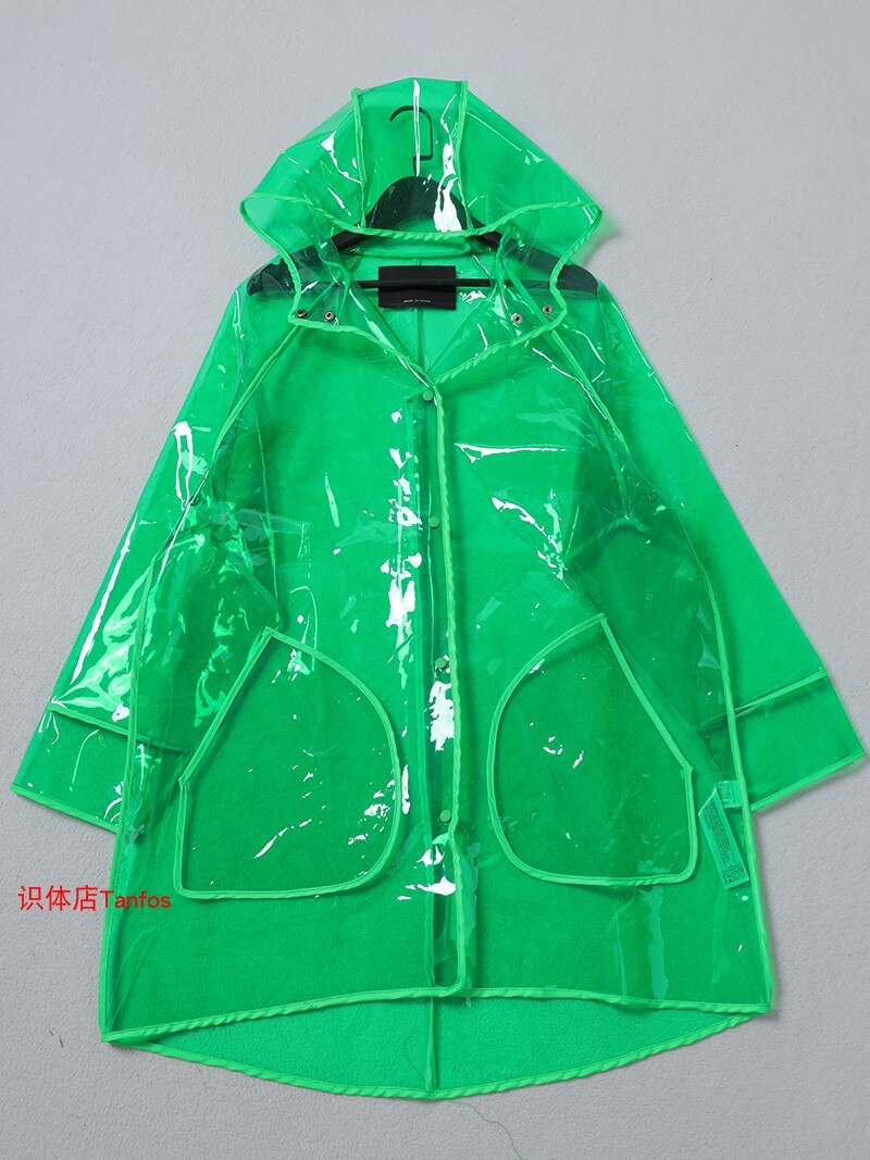 Trench in PVC impermeabile trasparente trasparente lungo cappotto verde rosa nero