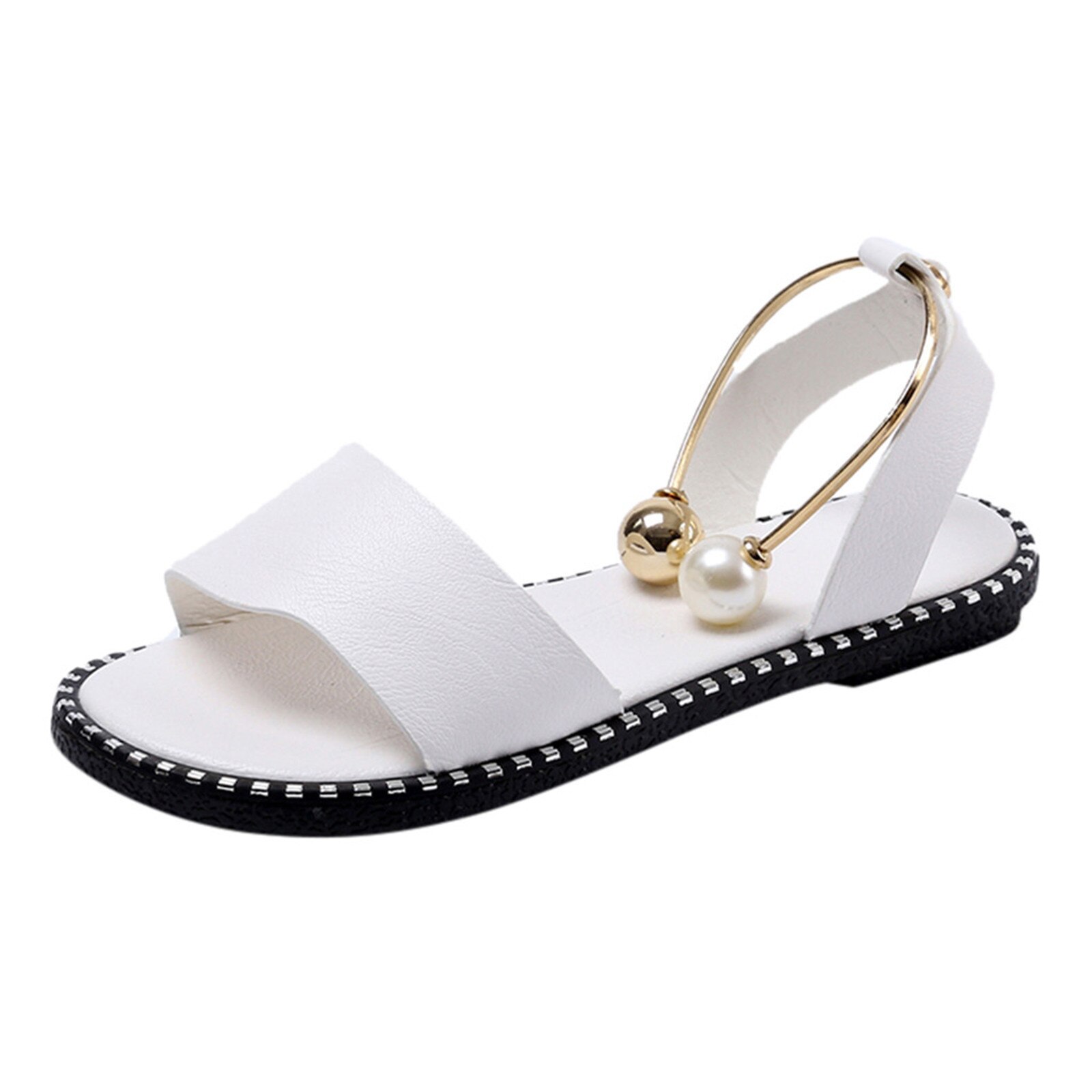 Sandalias planas de de lujo para mujer, chanclas blancas o negras para verano, n. ° BL3,