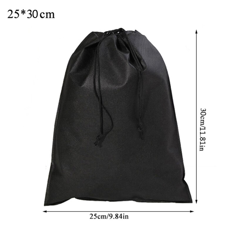 Non-woven Fabrics Drawstring Bag Shoes Travel Portable Organizer Toiletry Bag Case Clothes Backpacks Shopping Bag: black 25x30cm