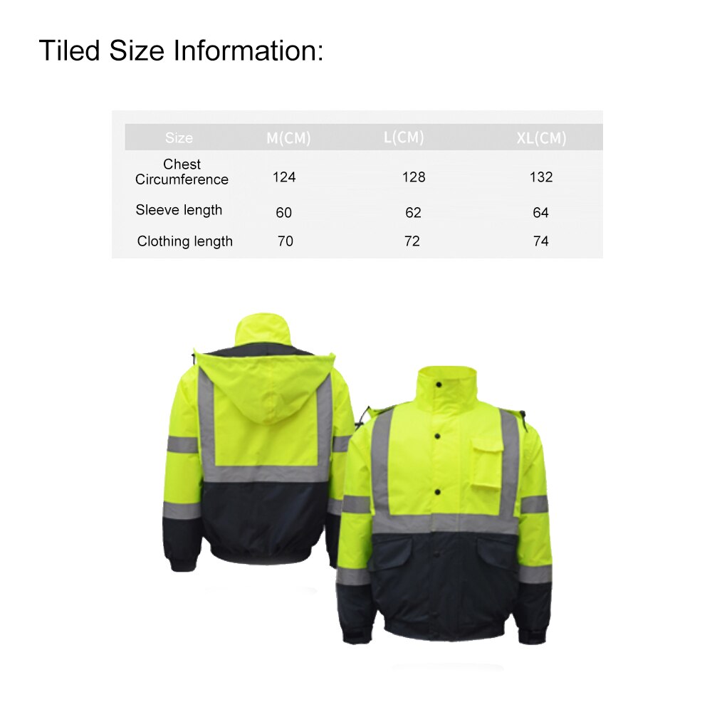 SFVest High Visibility Reflective Cotton Coat Waterproof Rain Jacket Luminous Safety Riding Warning Safety Winter Cotton Jacket