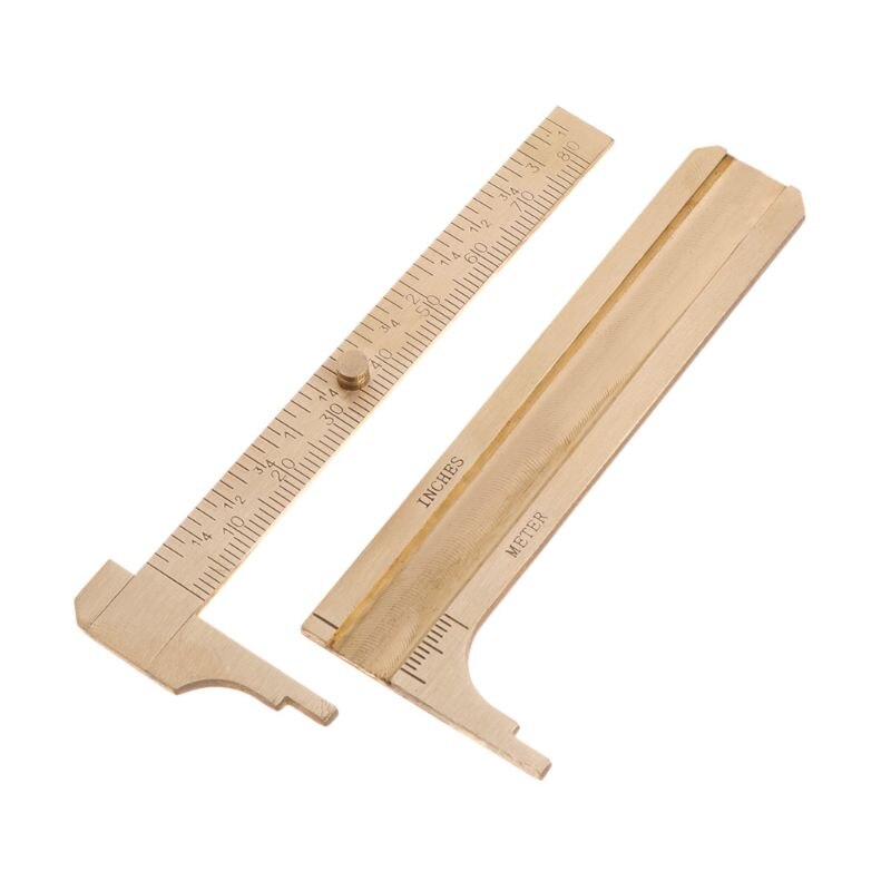 Mini calibre deslizante de latón Vernier calibrador 80mm 3,25 pulgadas regla de bolsillo doble escala