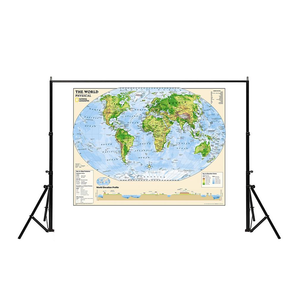 150X225 Cm De Wereld Fysieke Kaart Elevatie Profiel Met De Sleutel Tot Kaart Functie Voor Beginner Van Geologische onderzoek