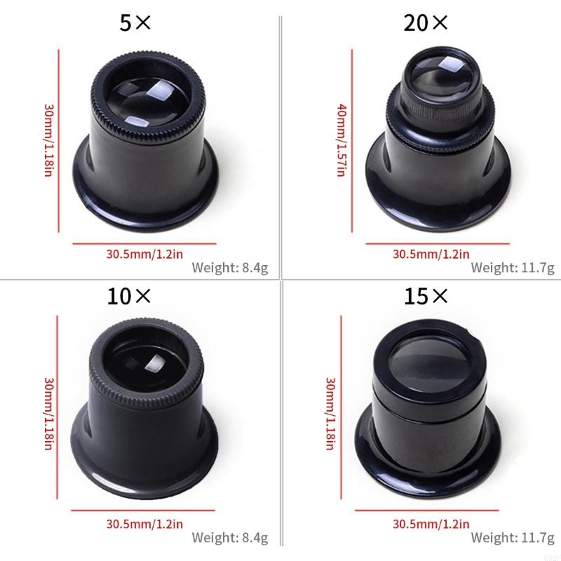 652F 5/10/15/20x vergrotende lens multifunctionele gereedschap Oog loep voor munteninspectie