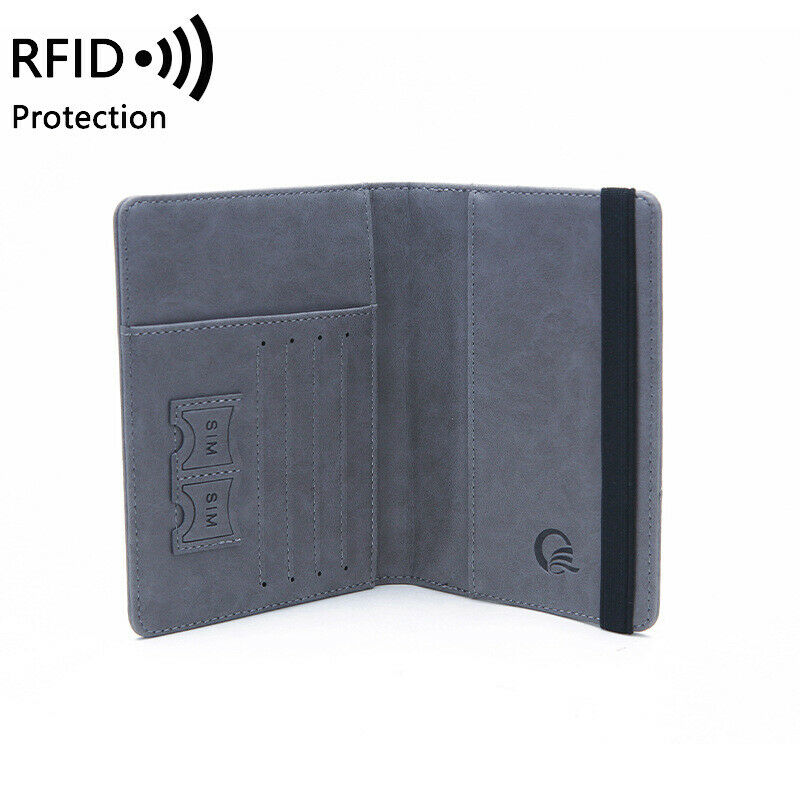 Rfid viagem passaporte capa carteira unisex negócios multifunction cartão de crédito bolsa organizador caso com faixa elástica 8 cores