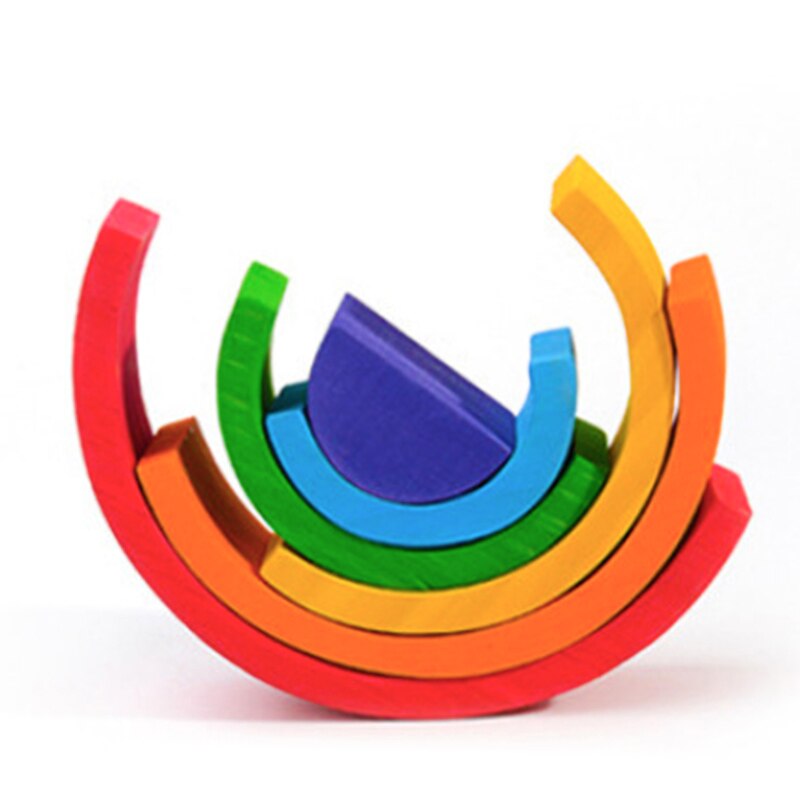 Combinatie Regenboog Blokken Baby Speelgoed Houten Rainbow Stacker Nestelen Blocker Creatieve Montessori Bouwstenen Educatief Speelgoed: WJ3536-6MKL