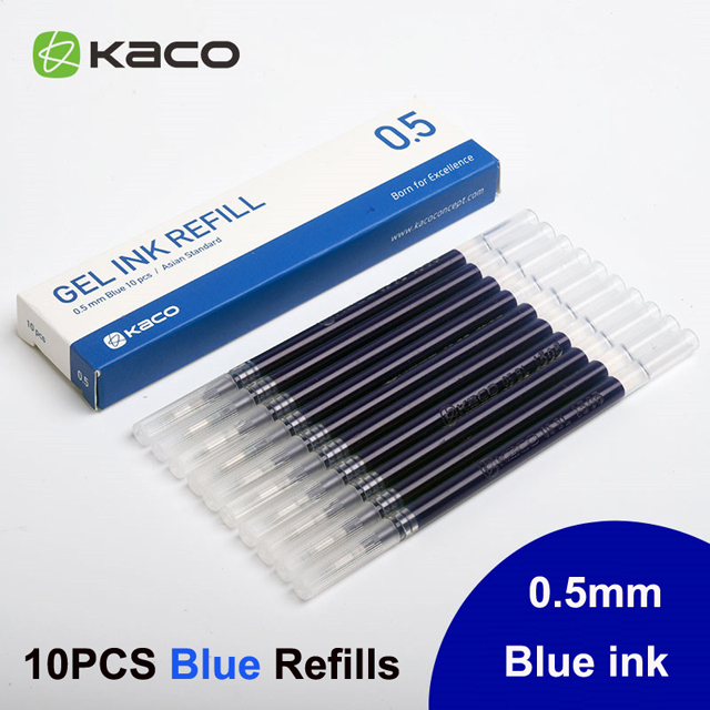 Xiaomi Mijia-Bolígrafo ligero para escritura fluida, boli de pulsación de 0,5mm con recambio de núcleo, disponible en color azul, rojo y negro, ideal para el trabajo, pluma original: 10 KACO Blue ink