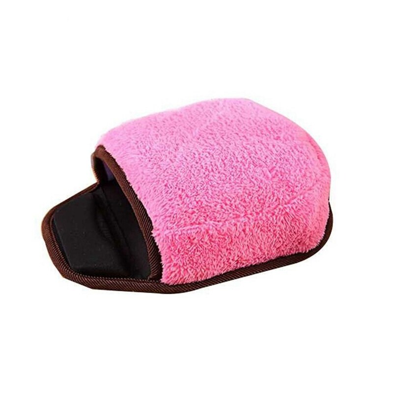 USB Heated Mouse Pad Mousepad Mouse Hand Warmer With Wrist Guard Warm Winter Mouse Mat USB Port: Pink  Brown