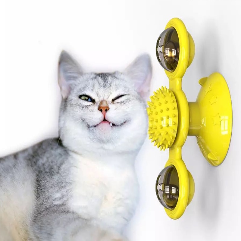 Windmühle Spielzeug Für Katzen Puzzle wirbeln Plattenspieler Mit Pinsel Katze Spielen Spiel Spielzeug Windmühle Kätzchen Interaktive Spielzeug Liefert Haustier